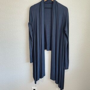 LAmade Women's Large Hi-Lo Cardigan Lagenlook Blue Soft Relaxed Open Front